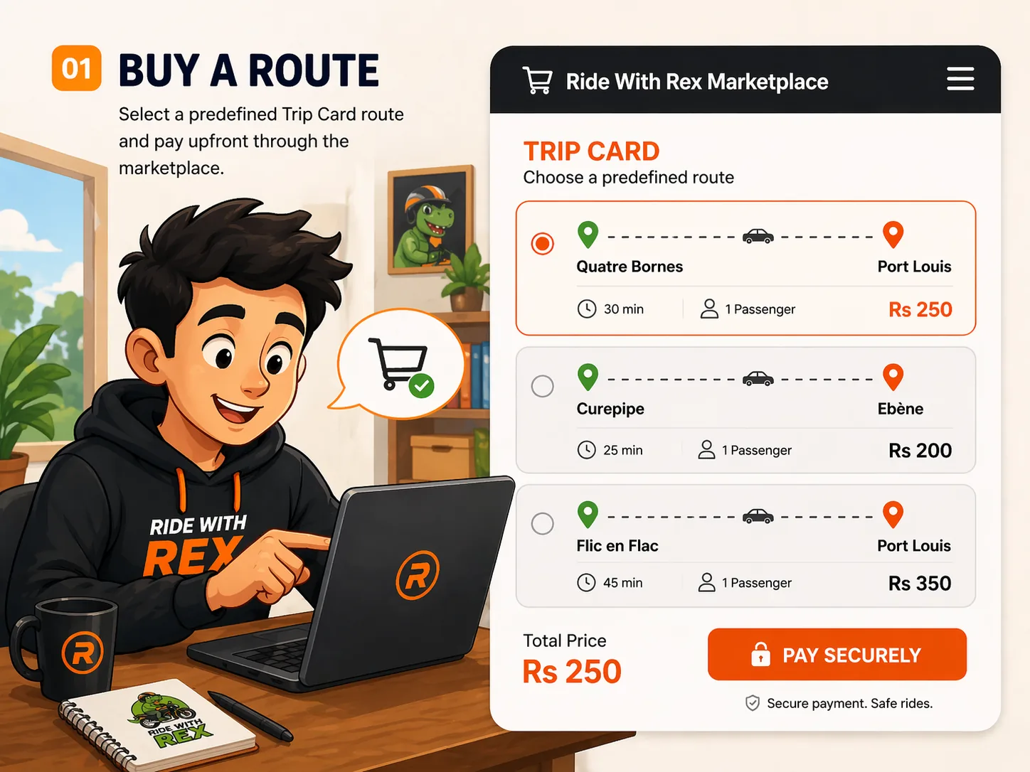 Customer buying a Trip Card route